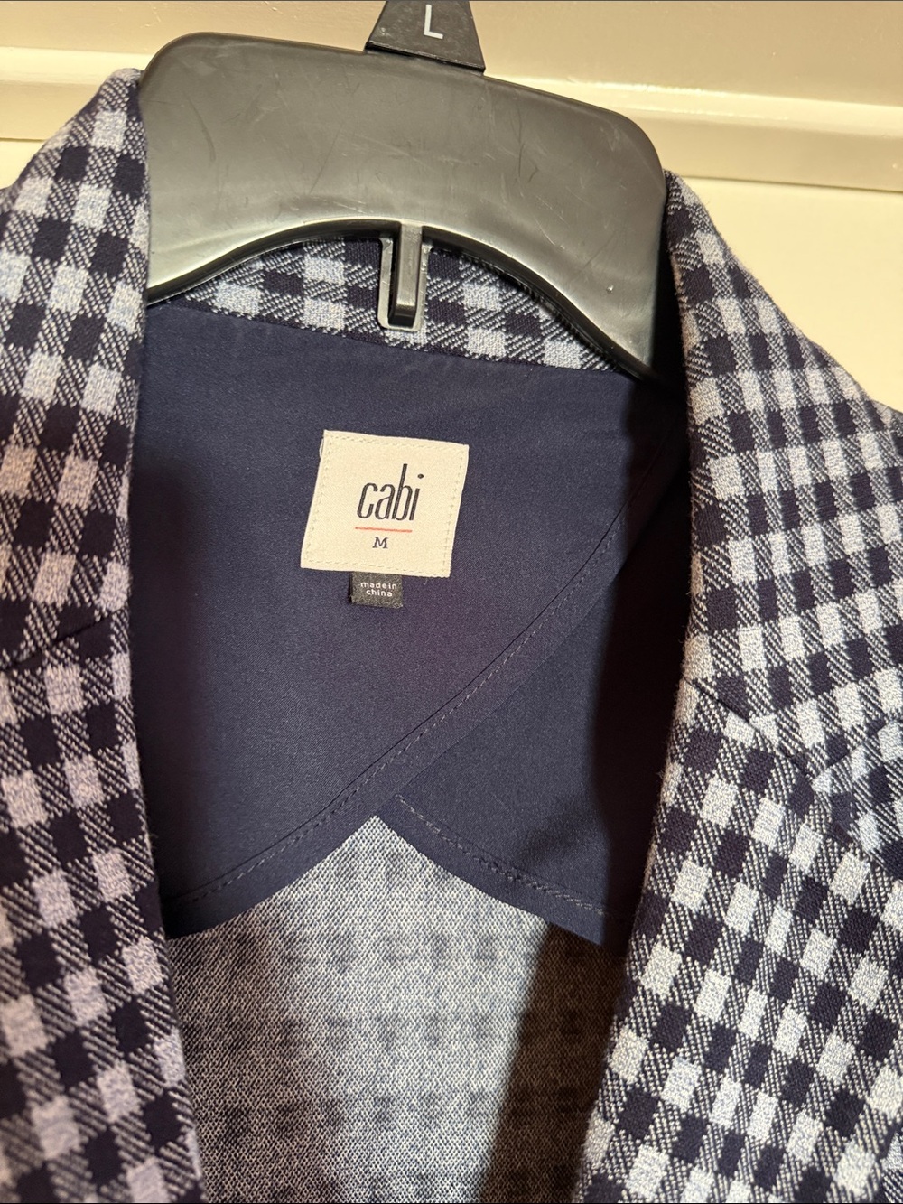 Cabi Navy & White Gingham Blazer Jacket - Picture 3 of 4
